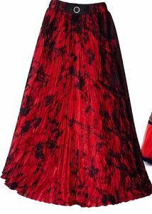 Vibrant Red Pleated Skirt