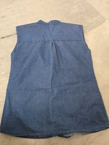 blue sleeveless top