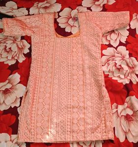 Elegant Peach Kurta Set with Palazzo