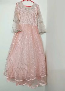 Stunning Pink Sequined Gown with Dupatta