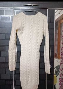 Cream Cable Knit Mini Dress