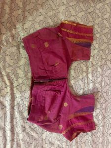 Vibrant Pink Saree with Gold Border