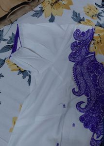 Elegant Purple &amp; White Kurta Set