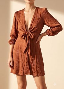 reduced price rust orange front tie up dress