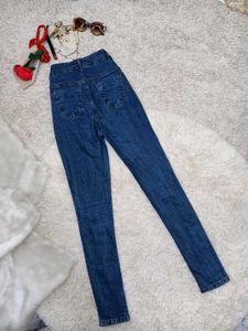High Waisted Blue Denim Jeans