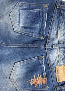 Distressed Denim Shorts with Patch Detail