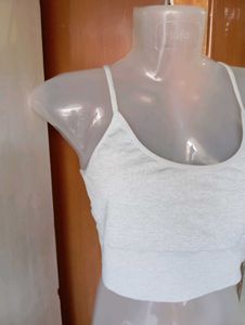 Grey Ribbed Sports Bra
