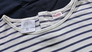 White and Navy Striped Short-Sleeve Top.
