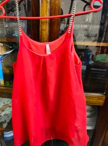 Women red Top With Embellished Straps