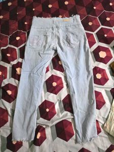 Light Wash High-Waisted Distressed Jeans