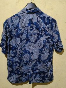 Navy Blue Floral Print Shirt