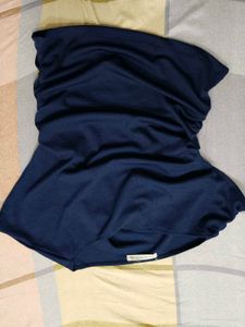 Drop shoulder Navy Blue Drape Top