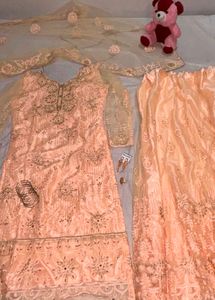 Elegant Peach Embroidered Kurta Set