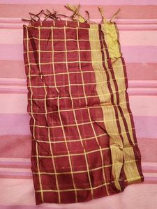 Maroon & Gold Checkered Dupatta
