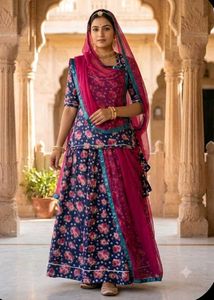 Beautiful Floral Print rajputi Lehenga Choli Set