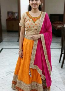 Beautiful Orange & Pink Lehenga Choli Set