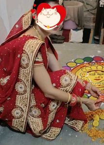 Red Embellished Saree with Blouse