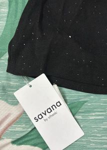 Glitter Assymetrical  Mini Black Skirt