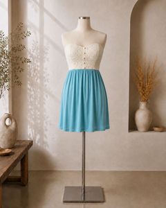 Chic Lace &amp; Turquoise Strapless Dress