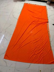 brand new Orange  Striped supper lightweight saree