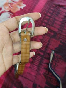 Yellow Croc Textured Belt