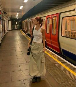 Khaki Cargo Maxi Skirt from Thailand