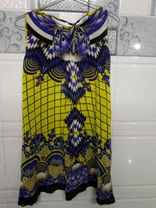 Geometric Print Sleeveless Tunic Top - Yel