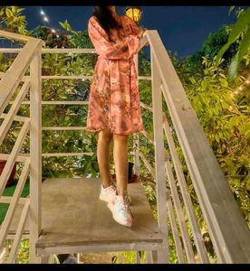 Sale !!!Korean Floral Wrap Dress