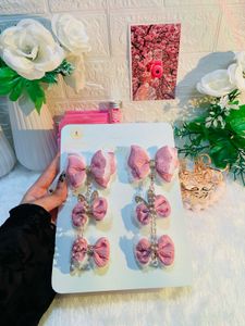 Pretty Pink Bow Hair Clips Set
