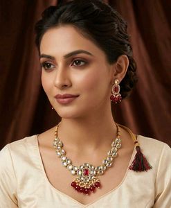 Red Kundan Choker Necklace Set