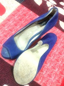 Blue Peep-Toe Heels