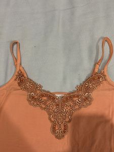 Peach Lace Trim Camisole for women and girls