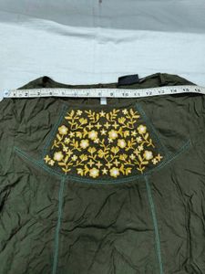 Embroidered Olive Green Top