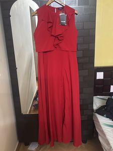 Elegant Red Ruffle Dress