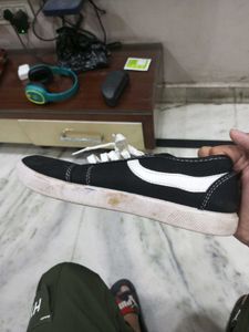Black Canvas Sneakers with White Accents