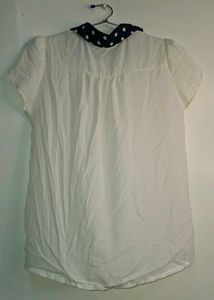 Chic White Polka Dot Collar Shirt