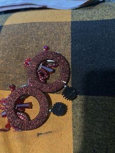 Red Long Earring Partywear