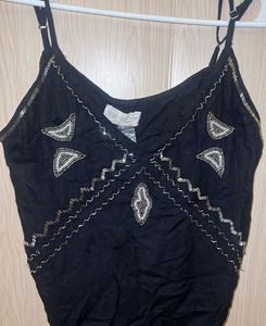 Embellished Black Cami Top