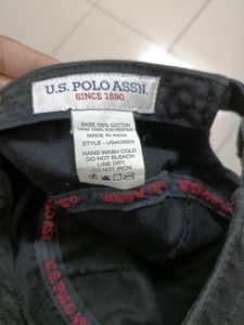 U.S. POLO ASSN.Men Black Panelled Upper Solid Cap