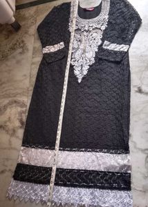 Brand new embroidery black long kurta salwar set