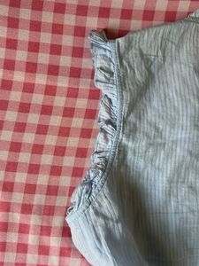 Light Blue Striped Peasant Top