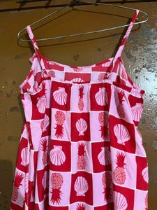 Pink &amp; Red Fruit &amp; Shell Print Dress
