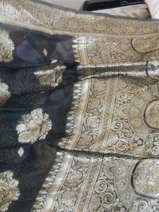 Elegant Black Saree with Gold Border