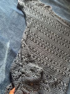 Gray Crochet Knit Top