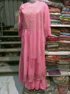 Elegant Pink Embroidered Kurta Set 4pc