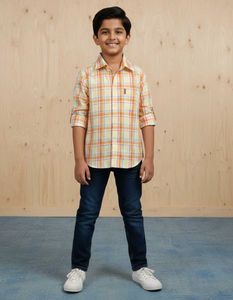 Unused Boys Plaid Long Sleeve Shirt