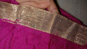 Pink Shimmery Dupatta with Gold Border