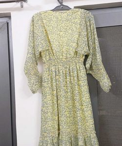 Floral Ditsy Print Butter Yellow Midi Dress💛
