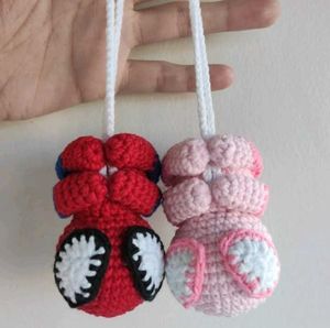 Crocheted couple Spiderman & Pink Character Keycha