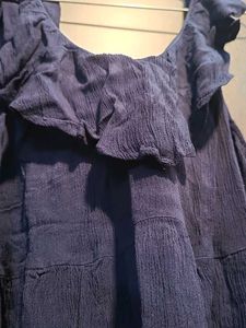 Chic Navy Off-the-Shoulder Ruffle Top